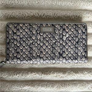 Coach Taylor Snake Print Accordion Zip Around Wallet.